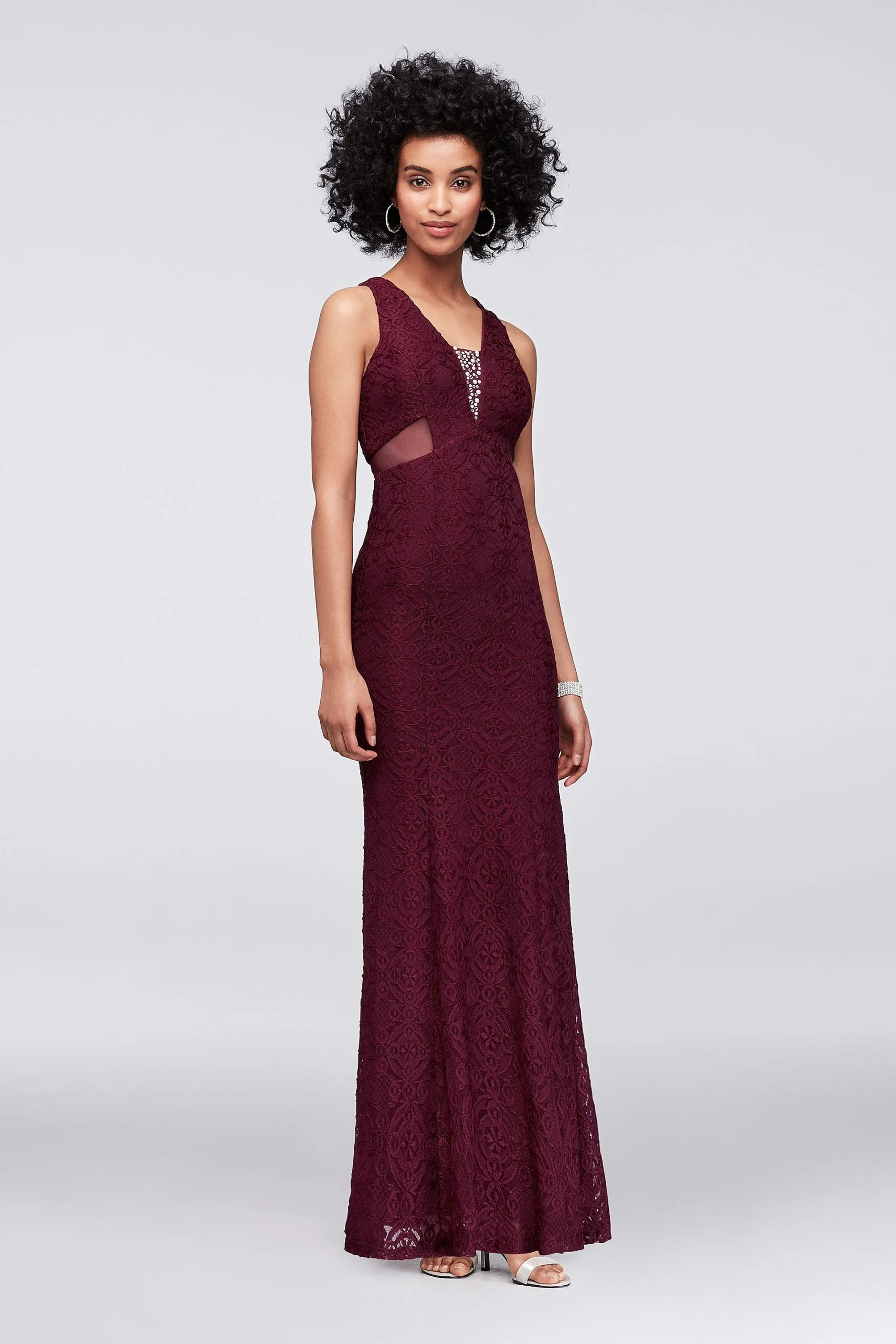 Medallion Lace Mermaid Dress with Illusion Insets