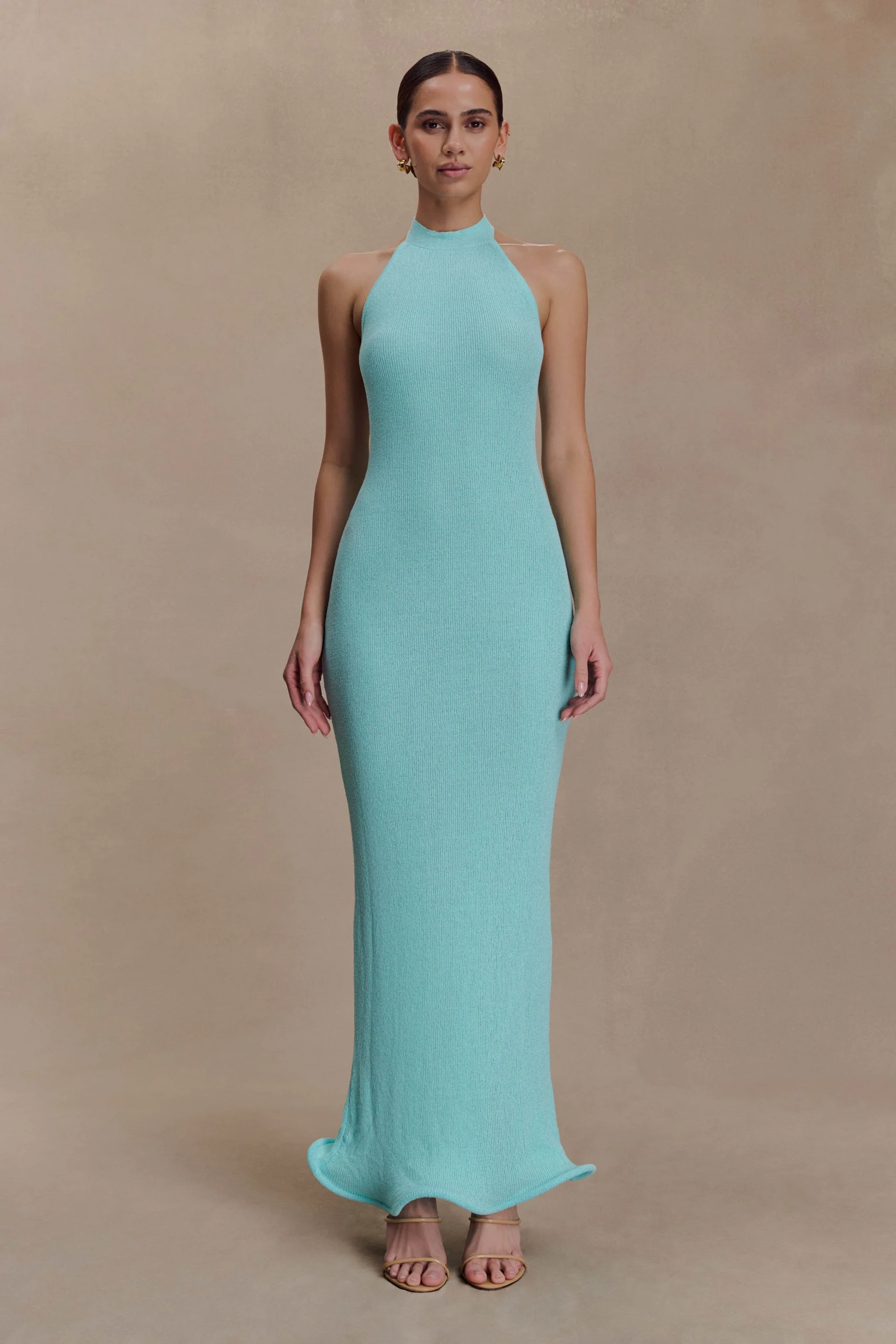 MelodieFINAL SALEHalter Knit Maxi Dress - Cyan Blue