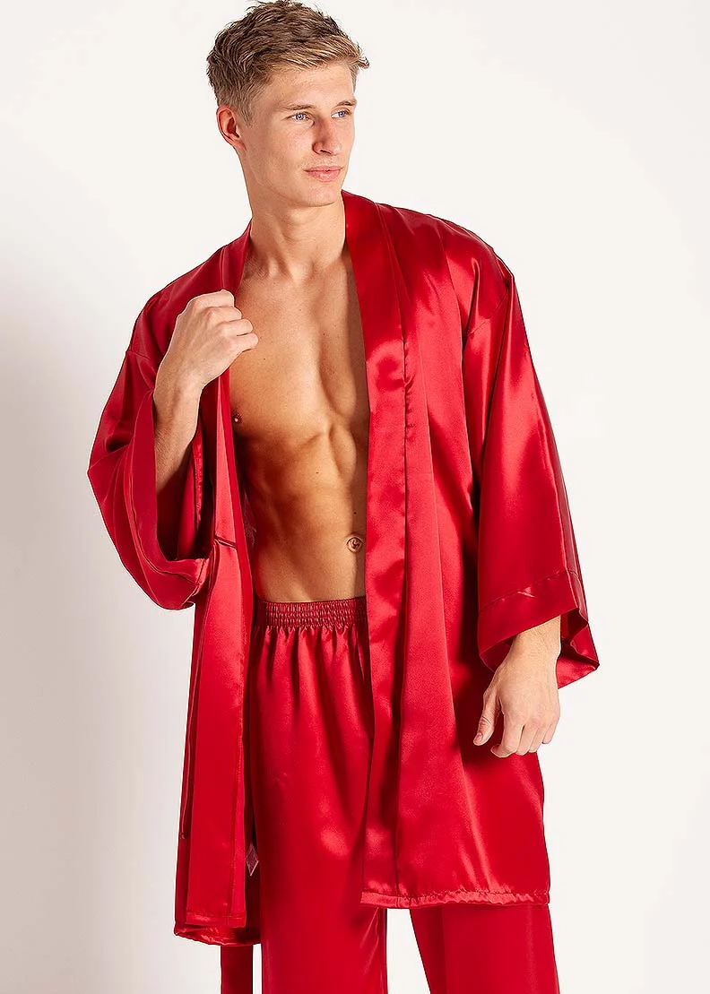 Mens Short Silk Kimono