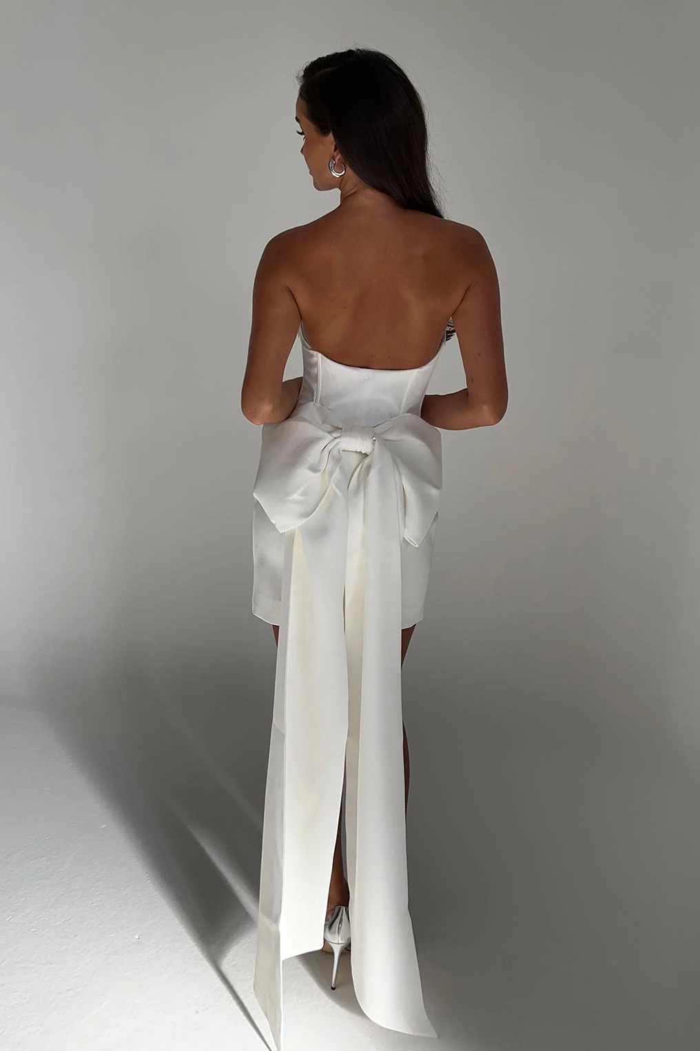 MeredithStrapless Bow Mini Dress - White