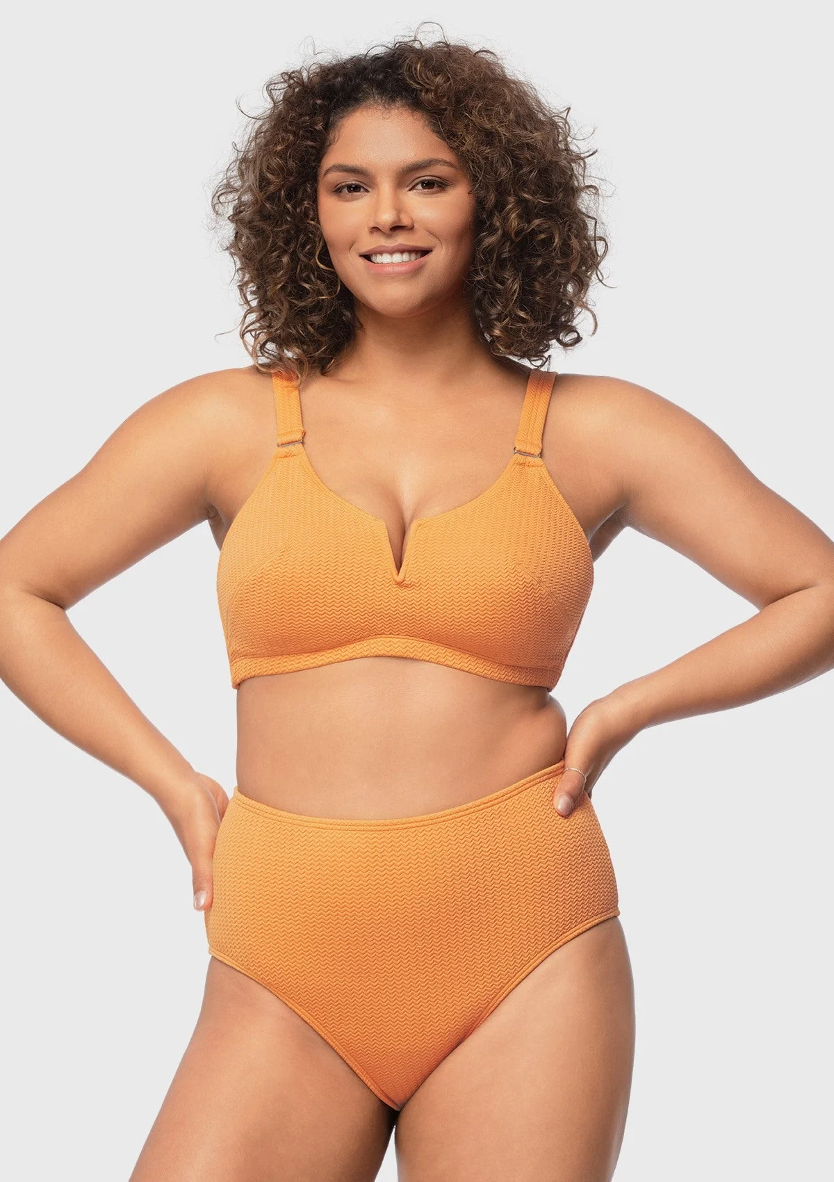Mermaid Scales Bra V-wire Plunge Textured Two-piece Bikini Set