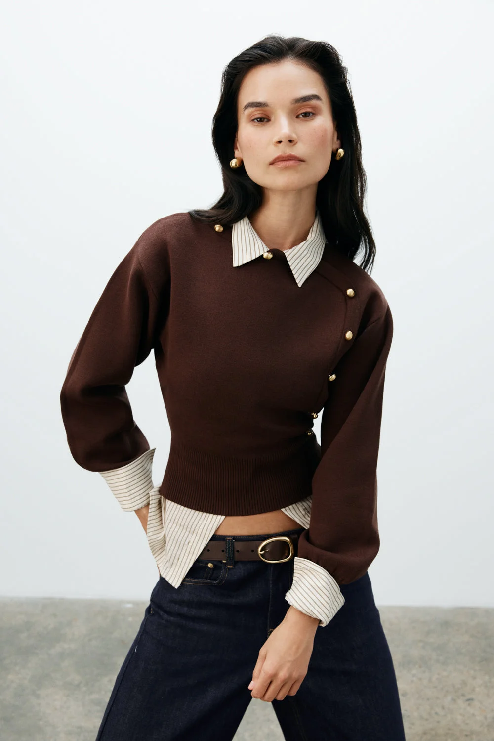 MertyleFINAL SALEAysmetrical Knit Jumper - Deep Chocolate