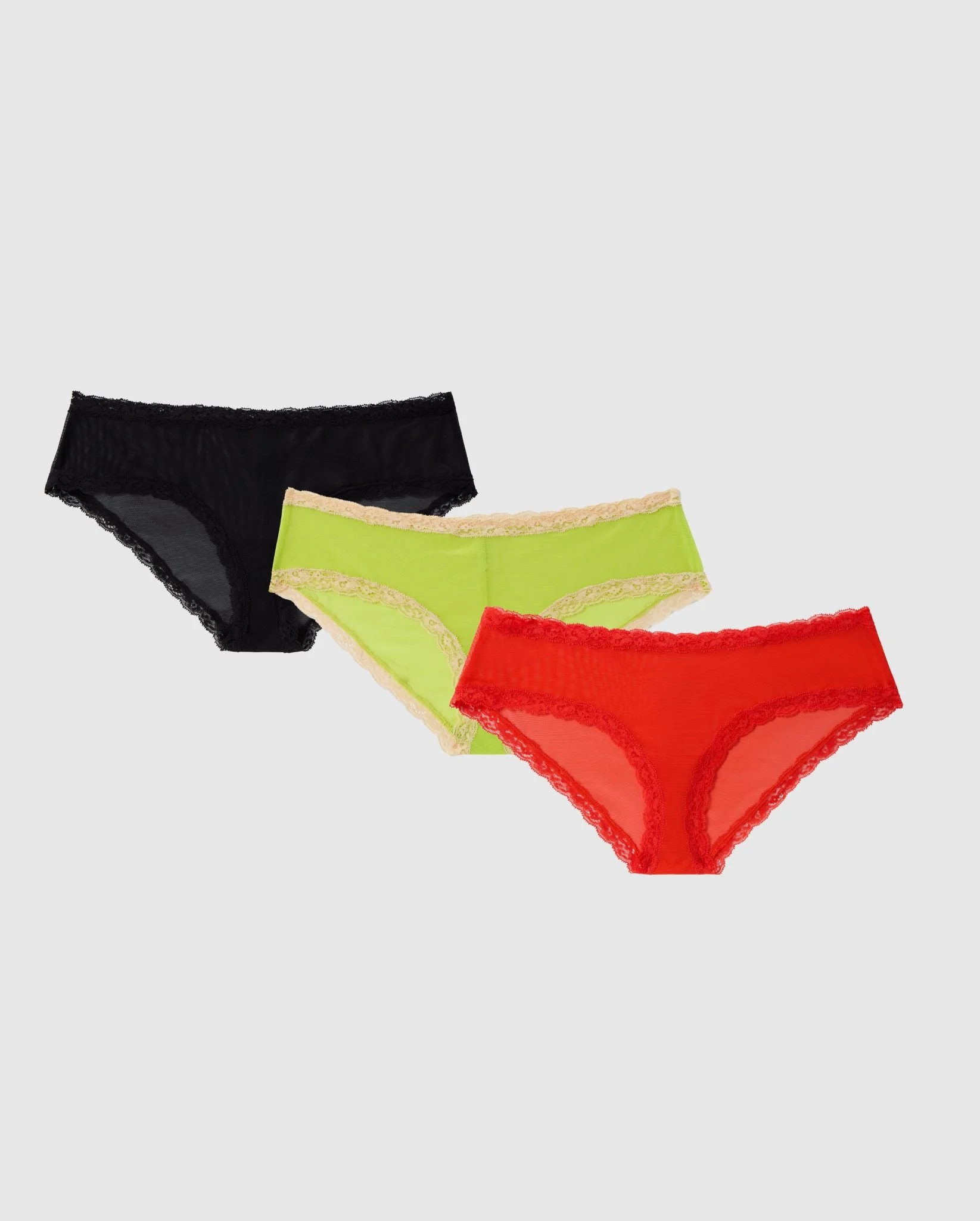 Mesh Lace Trim Hipster 3-Pack