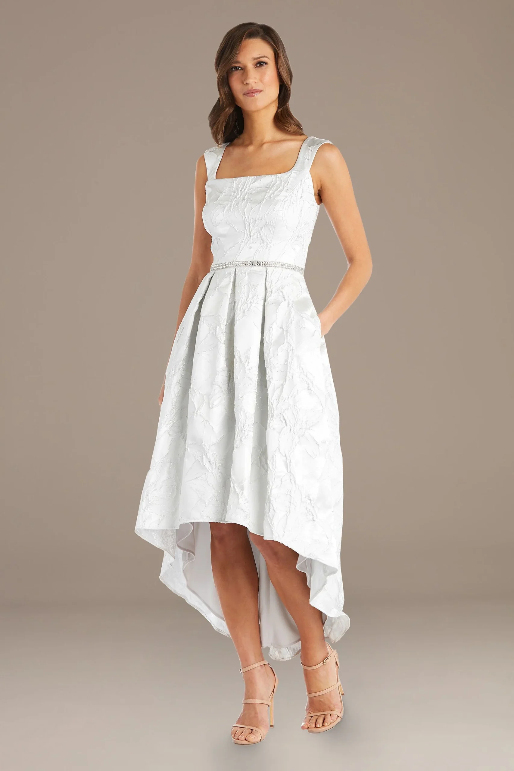 Metallic Brocade High-Low Wedding Dress