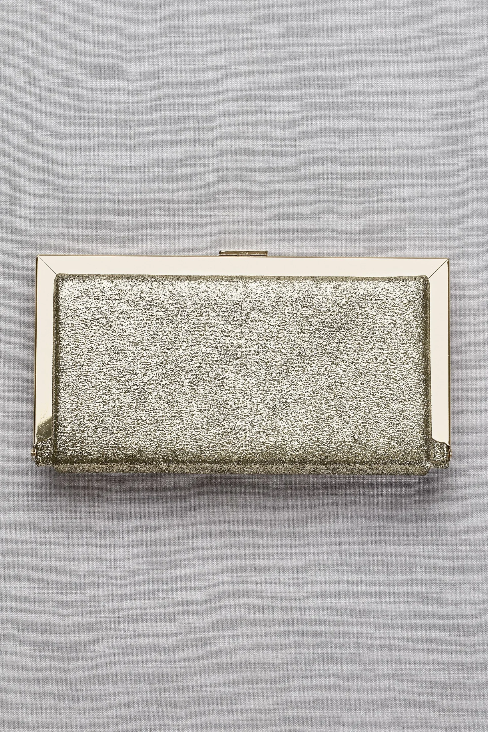 Metallic Fabric Hard-Sided Frame Clutch