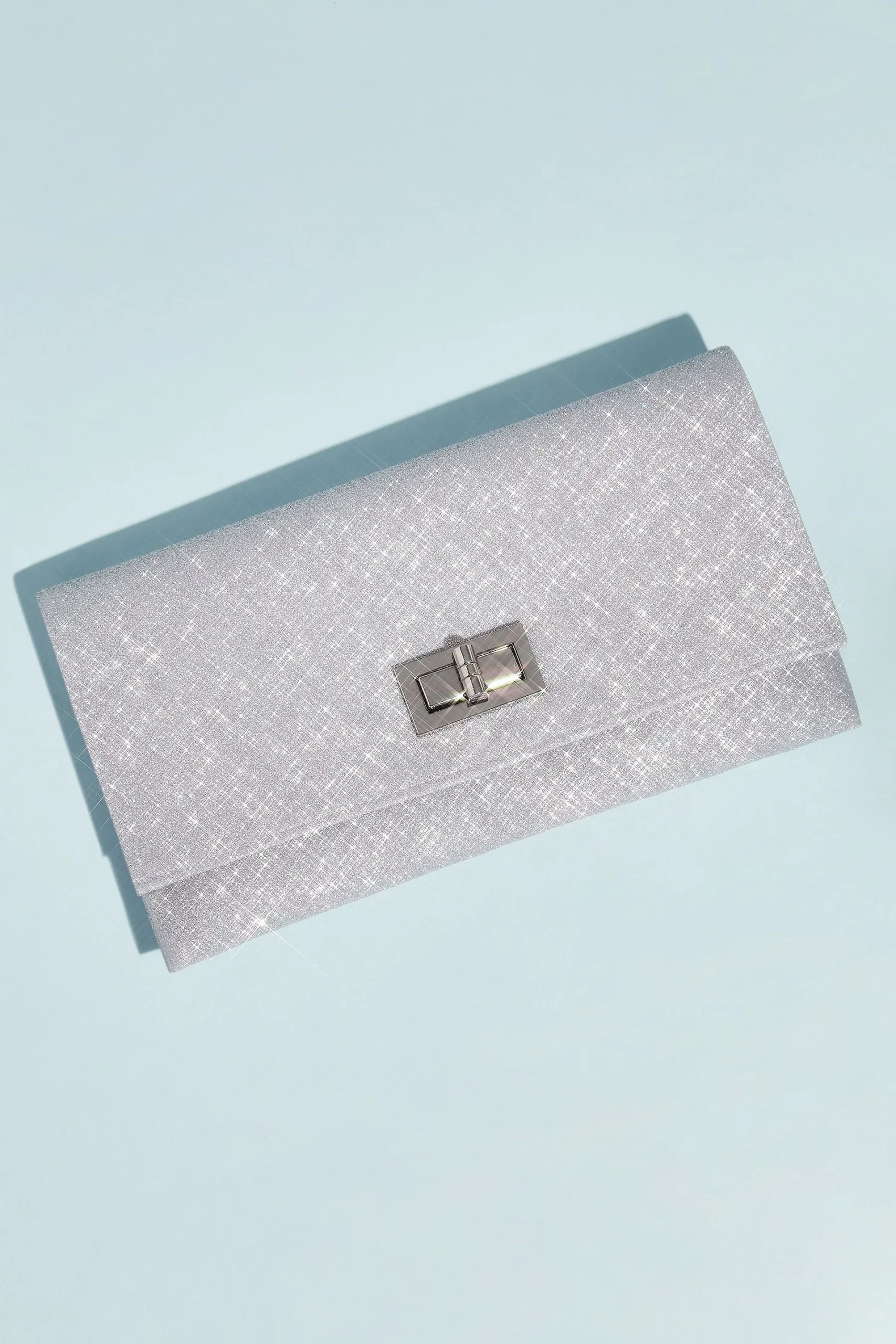 Metallic Glitter Fold Over Clutch with Turn Clasp