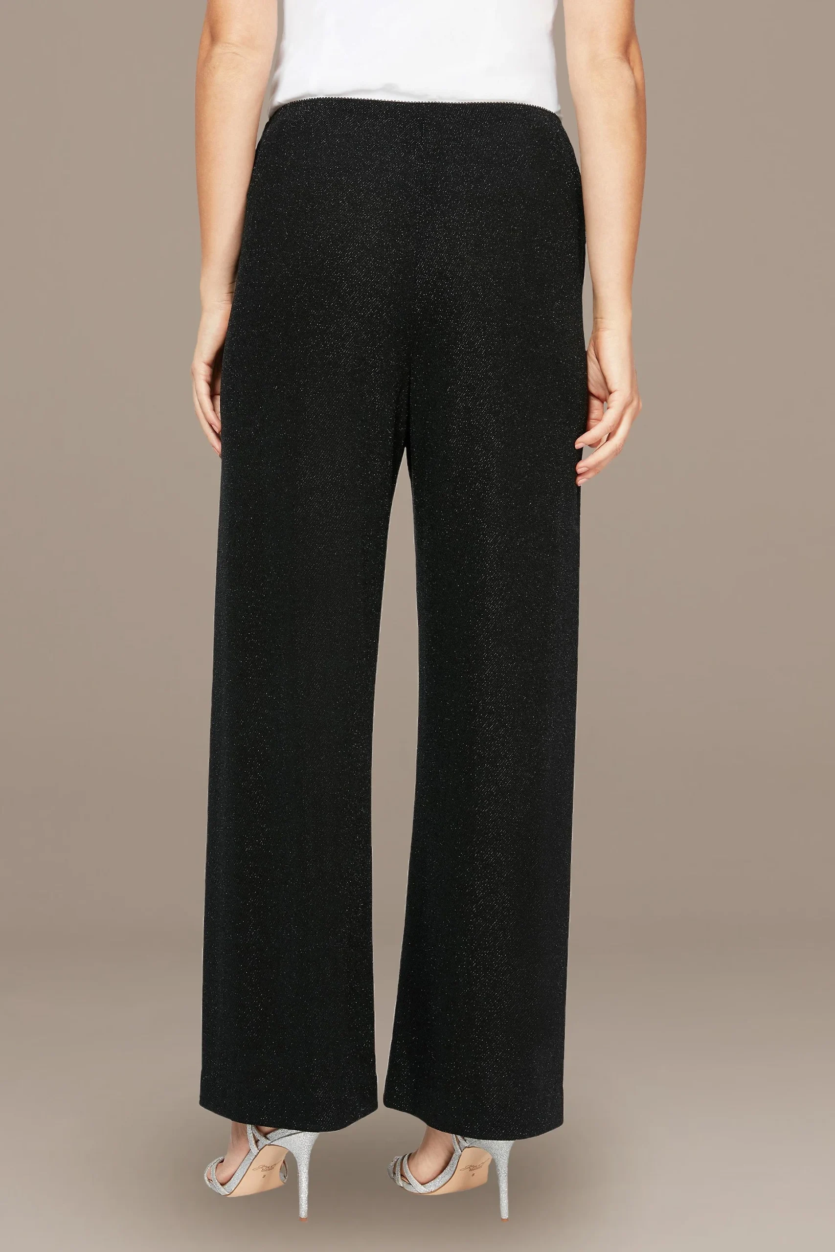 Metallic Knit Wide Leg Petite Pants