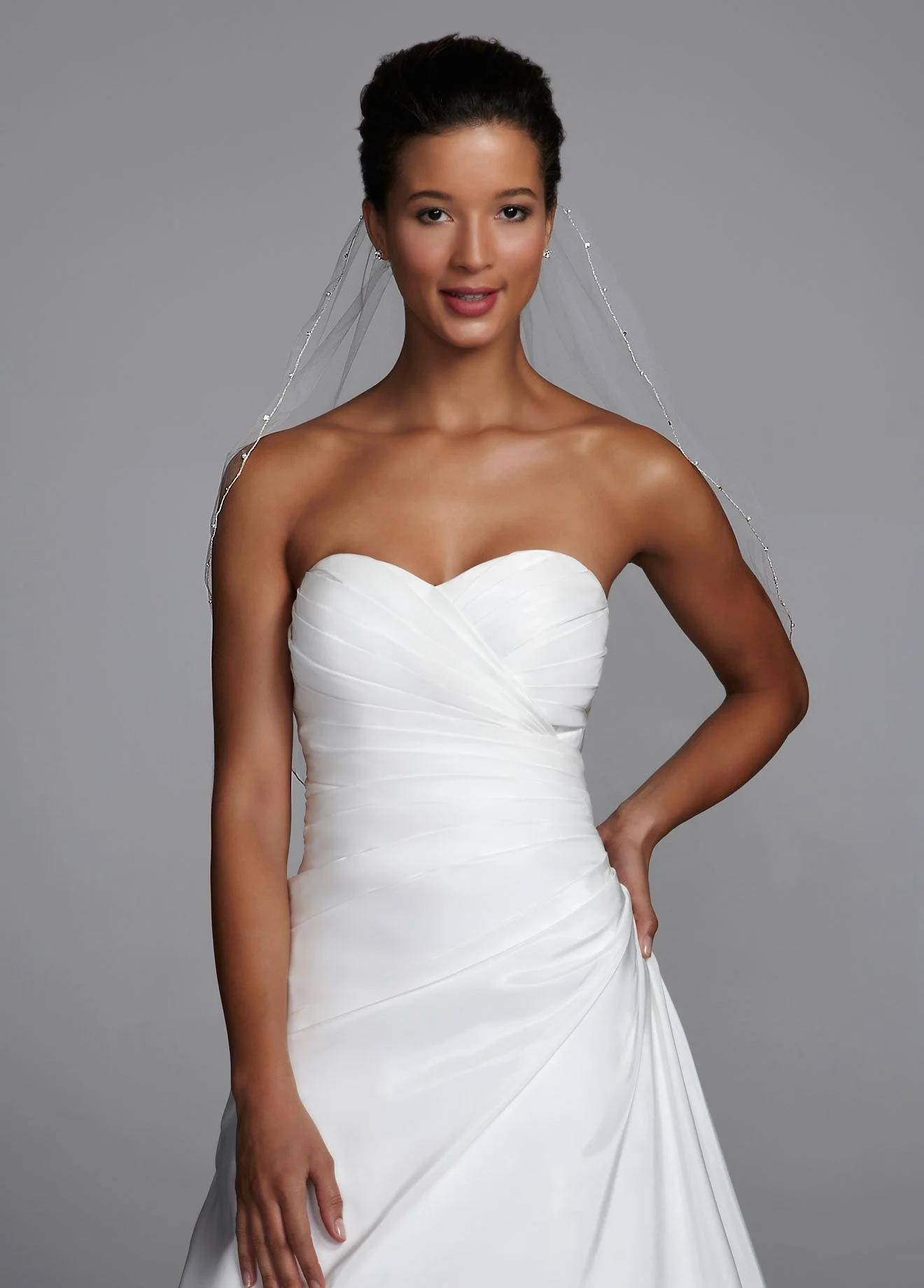 Mid-Length Veil with Pearl and Crystal Edge