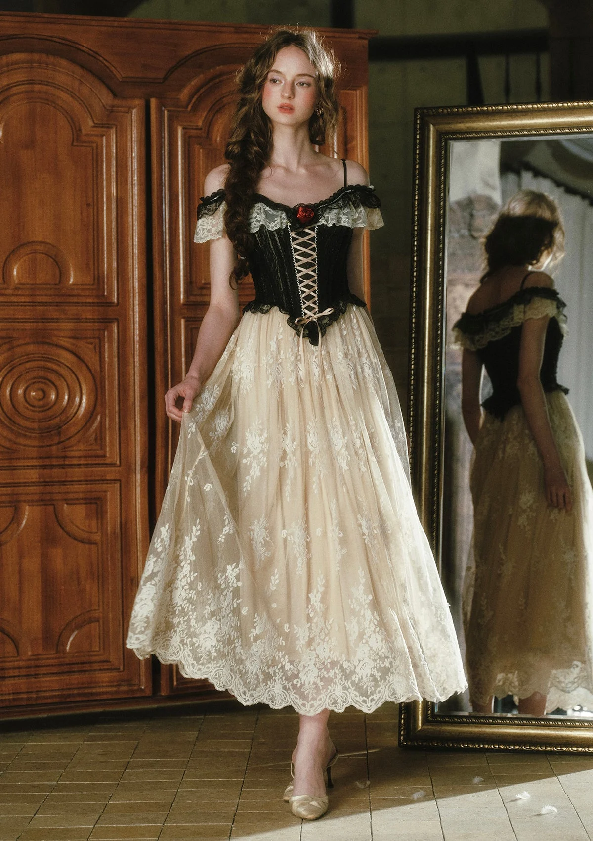 Midnight CrimsonRose Corset Dress