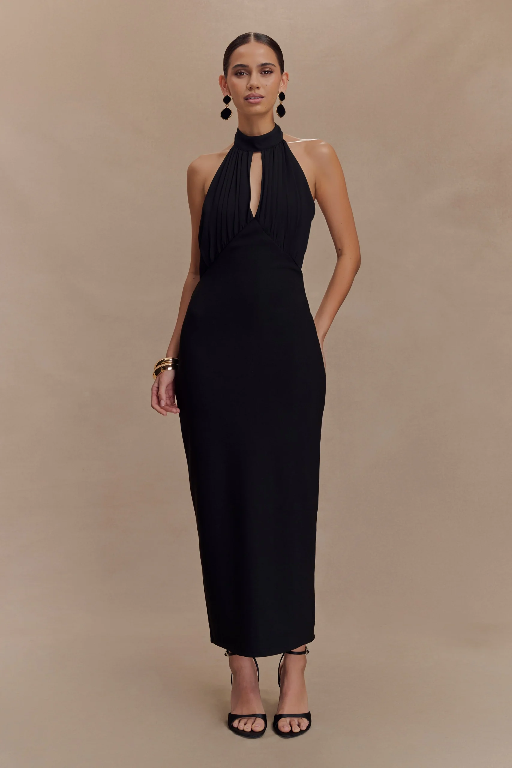 MierahFINAL SALEHalter Midi Dress - Black