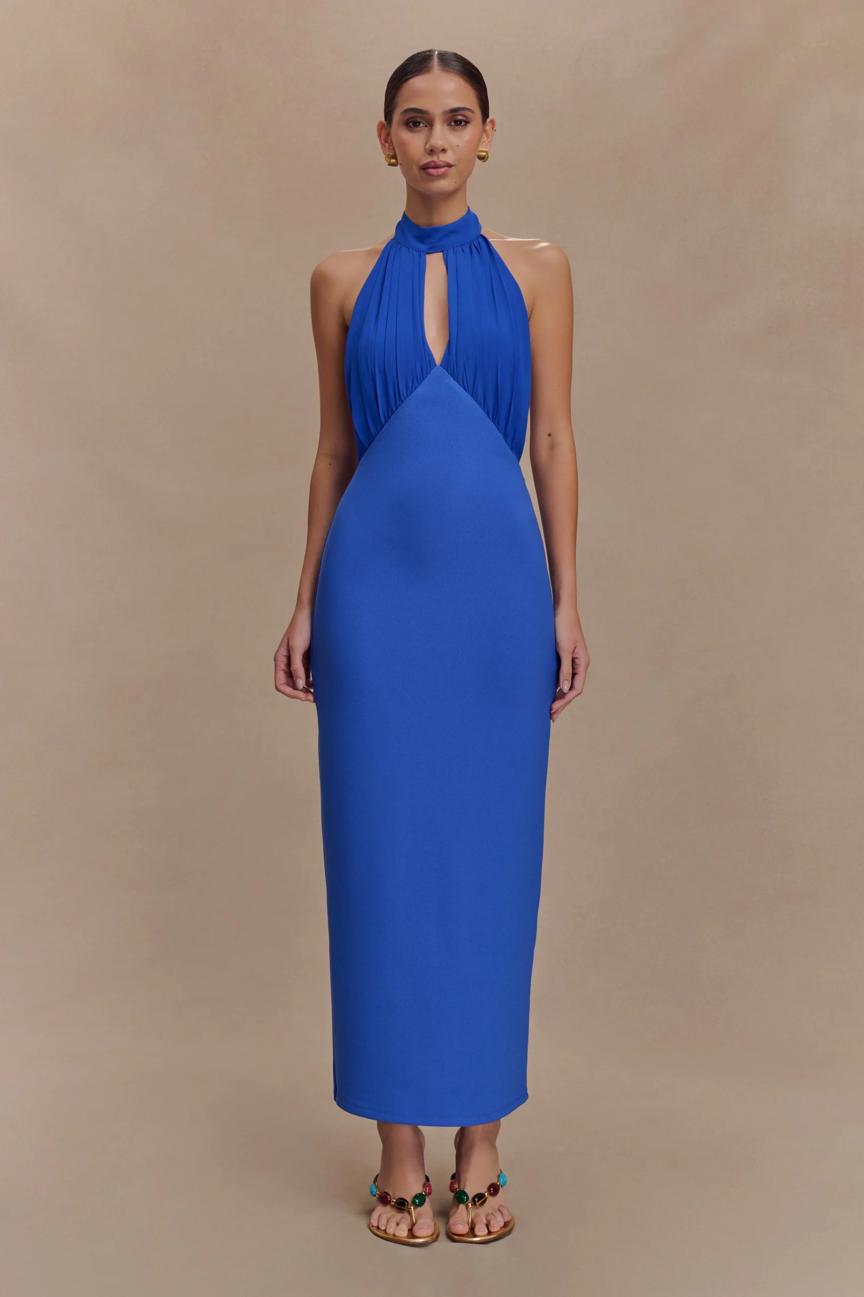 MierahFINAL SALEHalter Midi Dress - Cobalt Blue