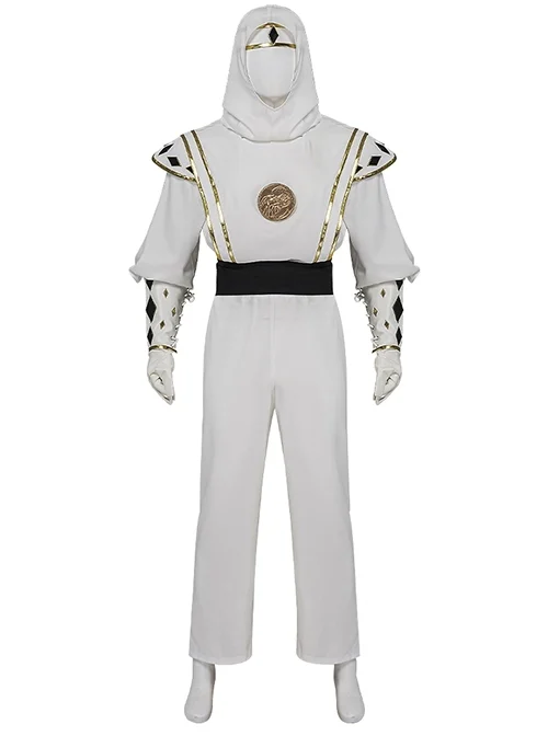 Mighty Morphin Power Rangers White Ranger Tommy Oliver Edition Halloween Cosplay Costume Set Without Shoes