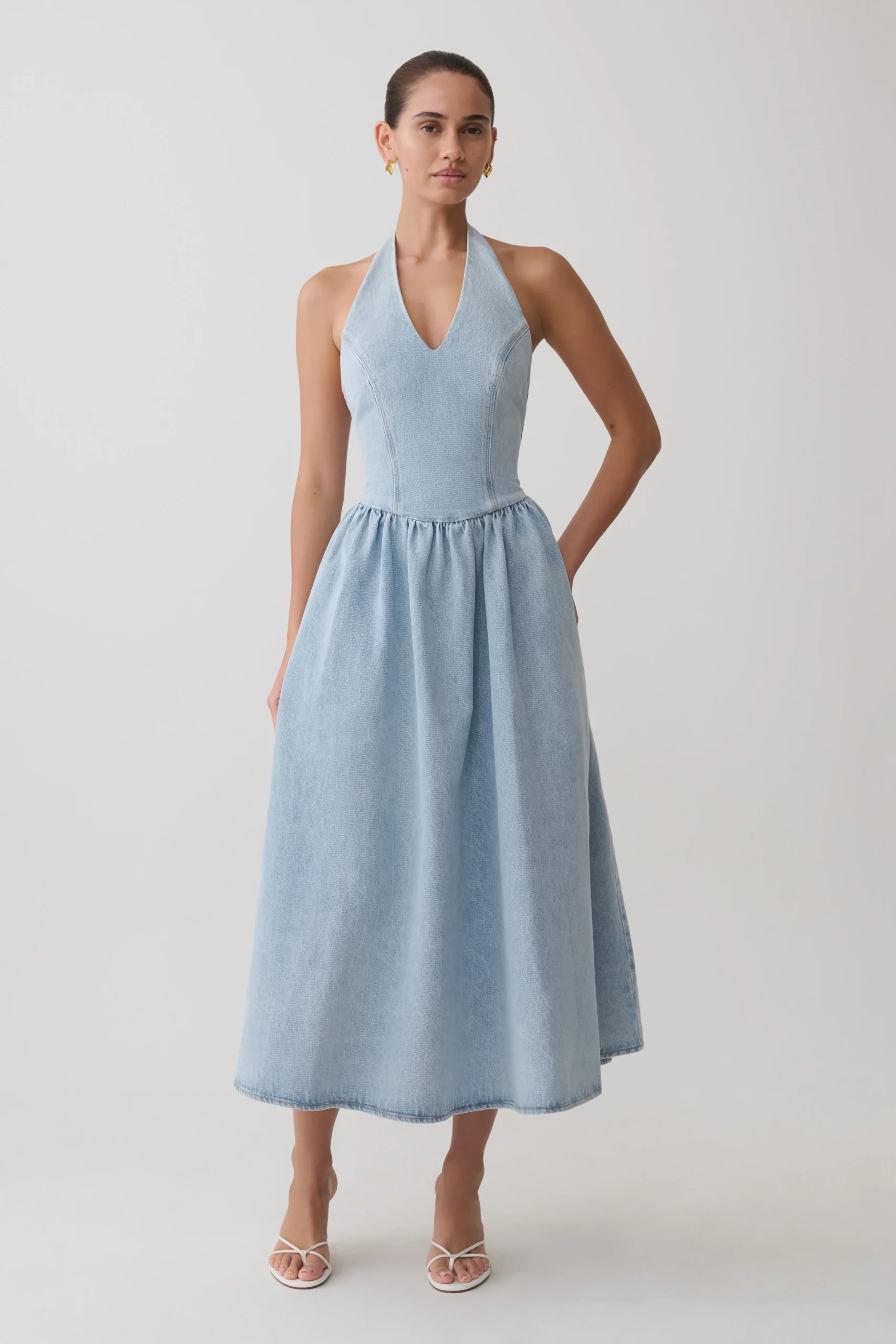 MillerDenim Halter Midi Dress - Classic Blue