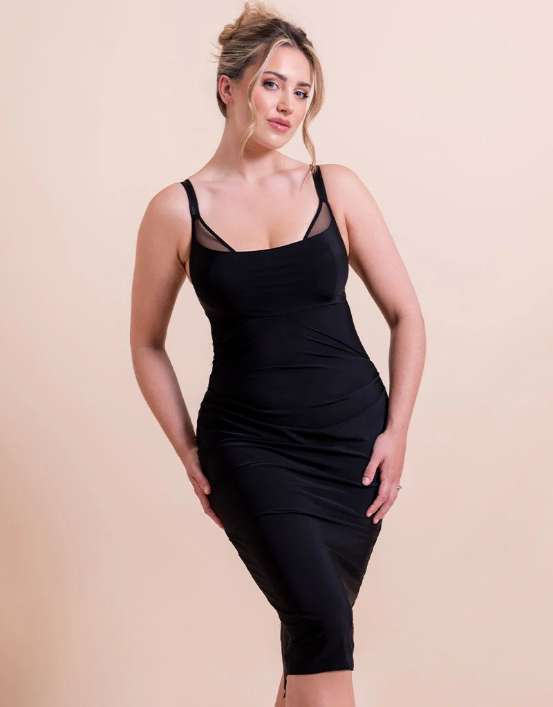 Mirage Wired Plunge Slip Dress Black
