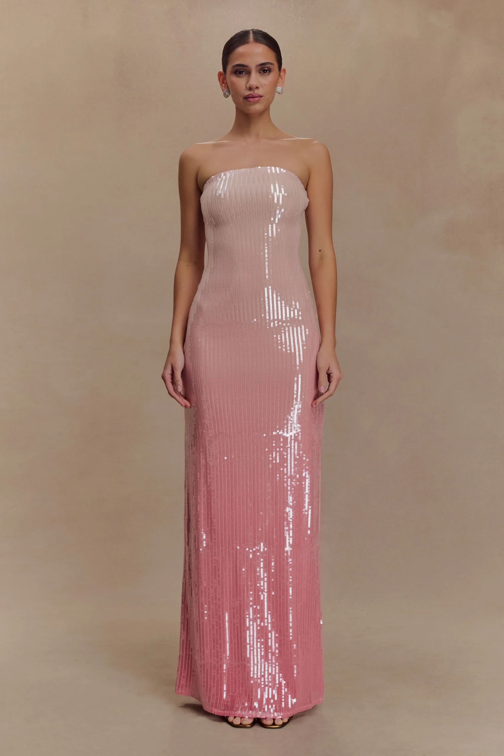 MirandaFINAL SALEStrapless Sequin Maxi Dress - Ombre Pink