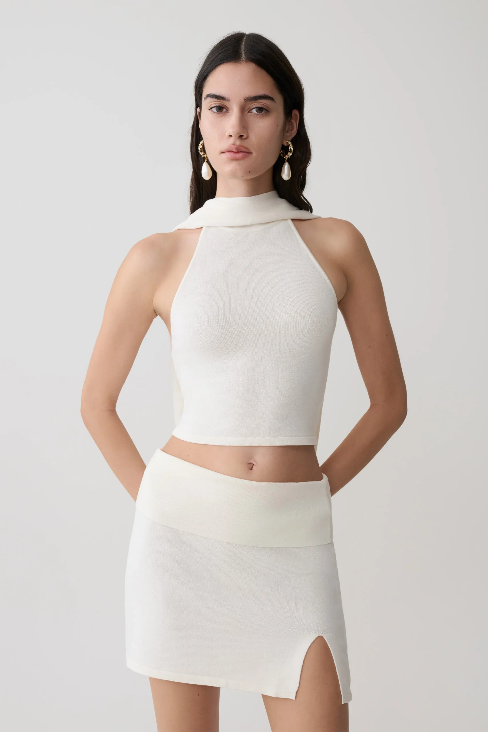 MistyHalter Backless Knit Top - Ivory
