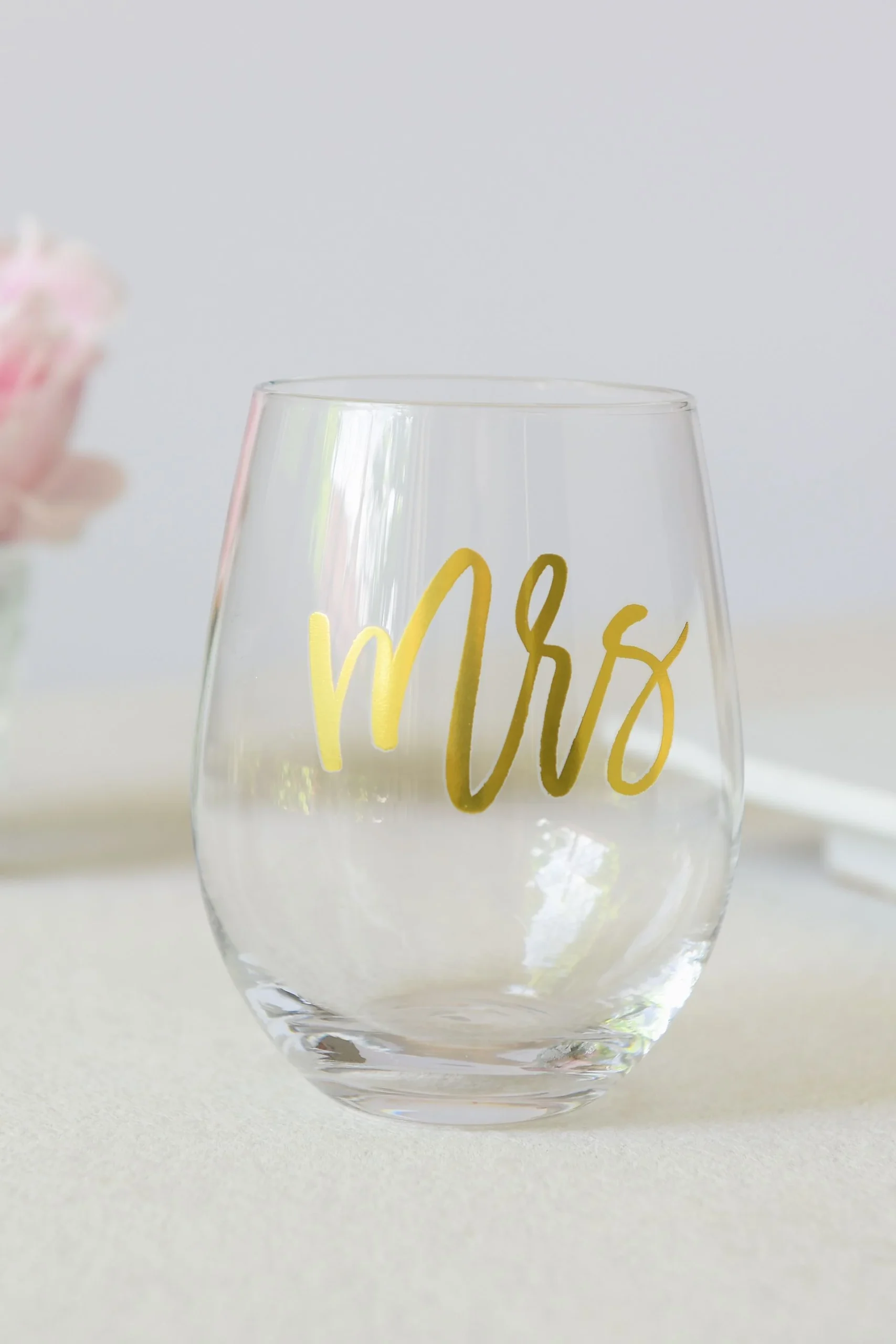 Mr and Mrs Stemless Wine Glasses