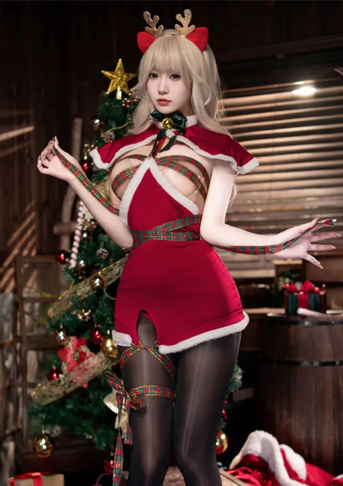 Mrs Claus Cupless Velvet Dress