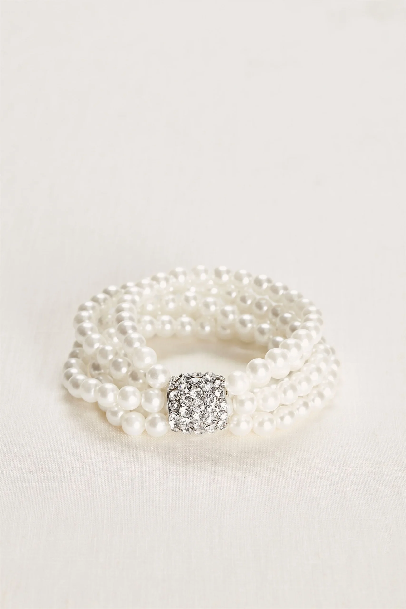 Multiple Strand Pearl and Crystal Bracelet