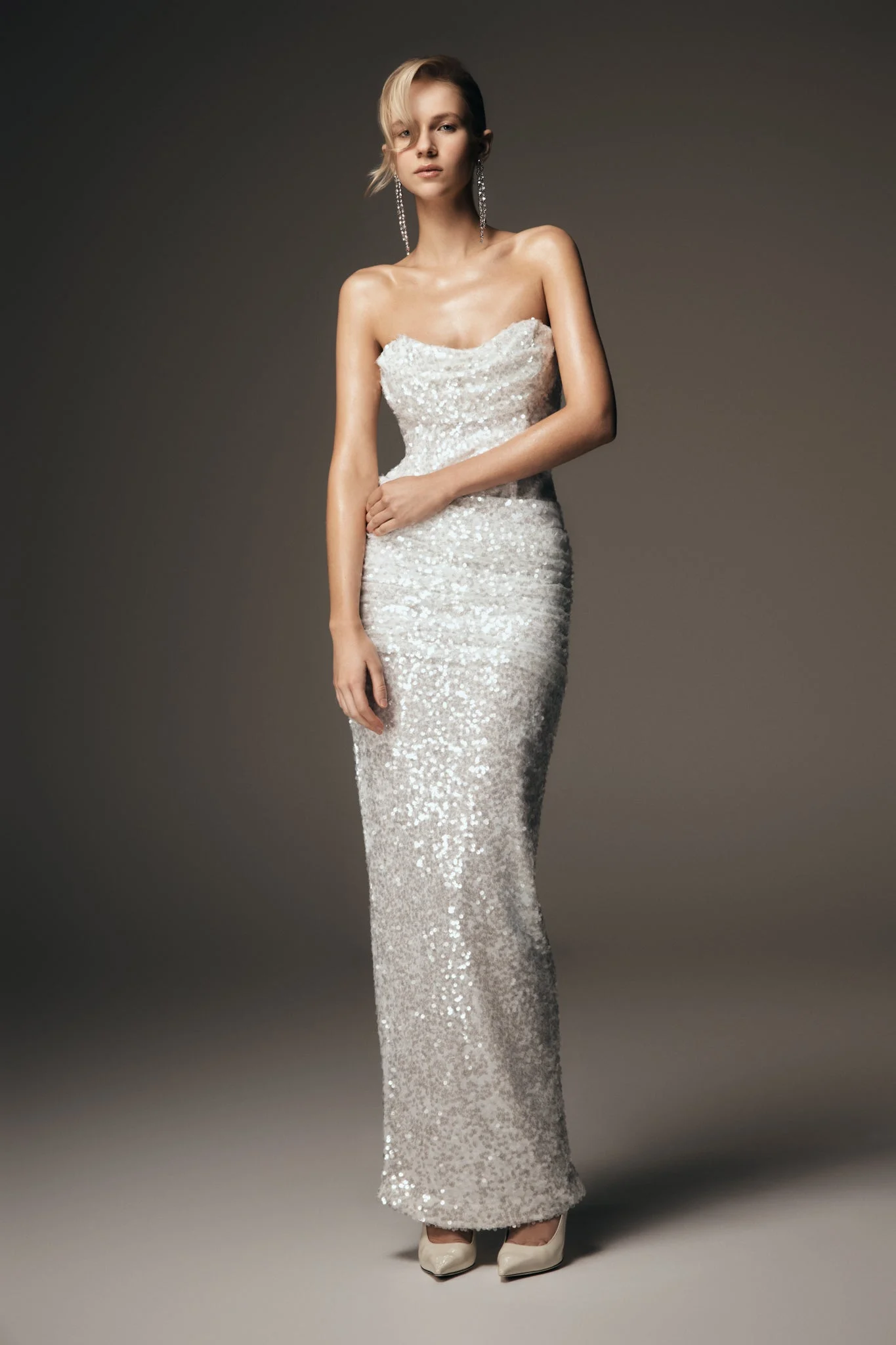 NalaStrapless Sequin Maxi Dress - Ivory