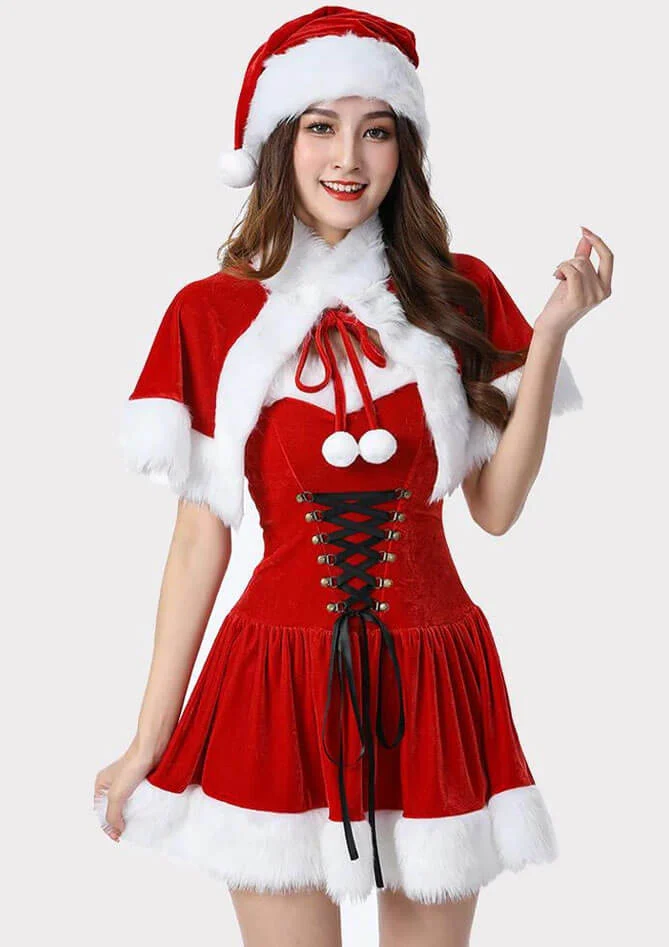 Naughty Elf Costume Set Adult Velvet