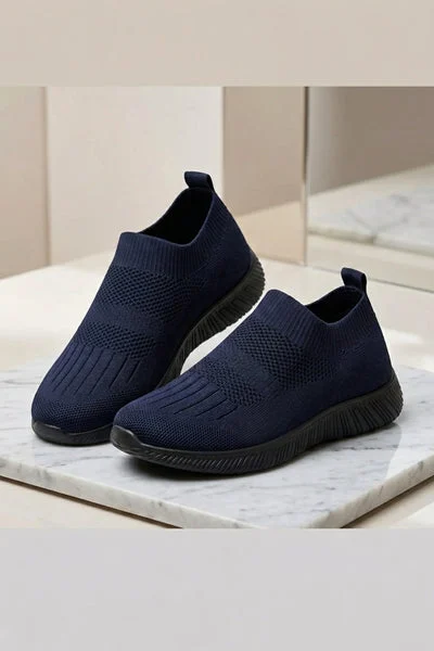 Navy Knitted Lightweight Walking Shoes - Juniper
