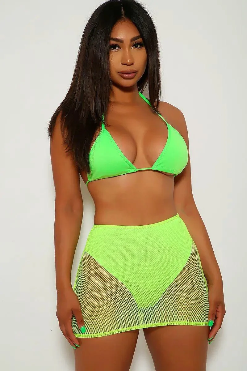 Neon Lime Netted Two Piece Swimsuit