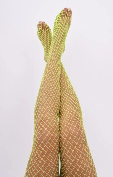 Neon Yellow Fishnet Tights - Kerry