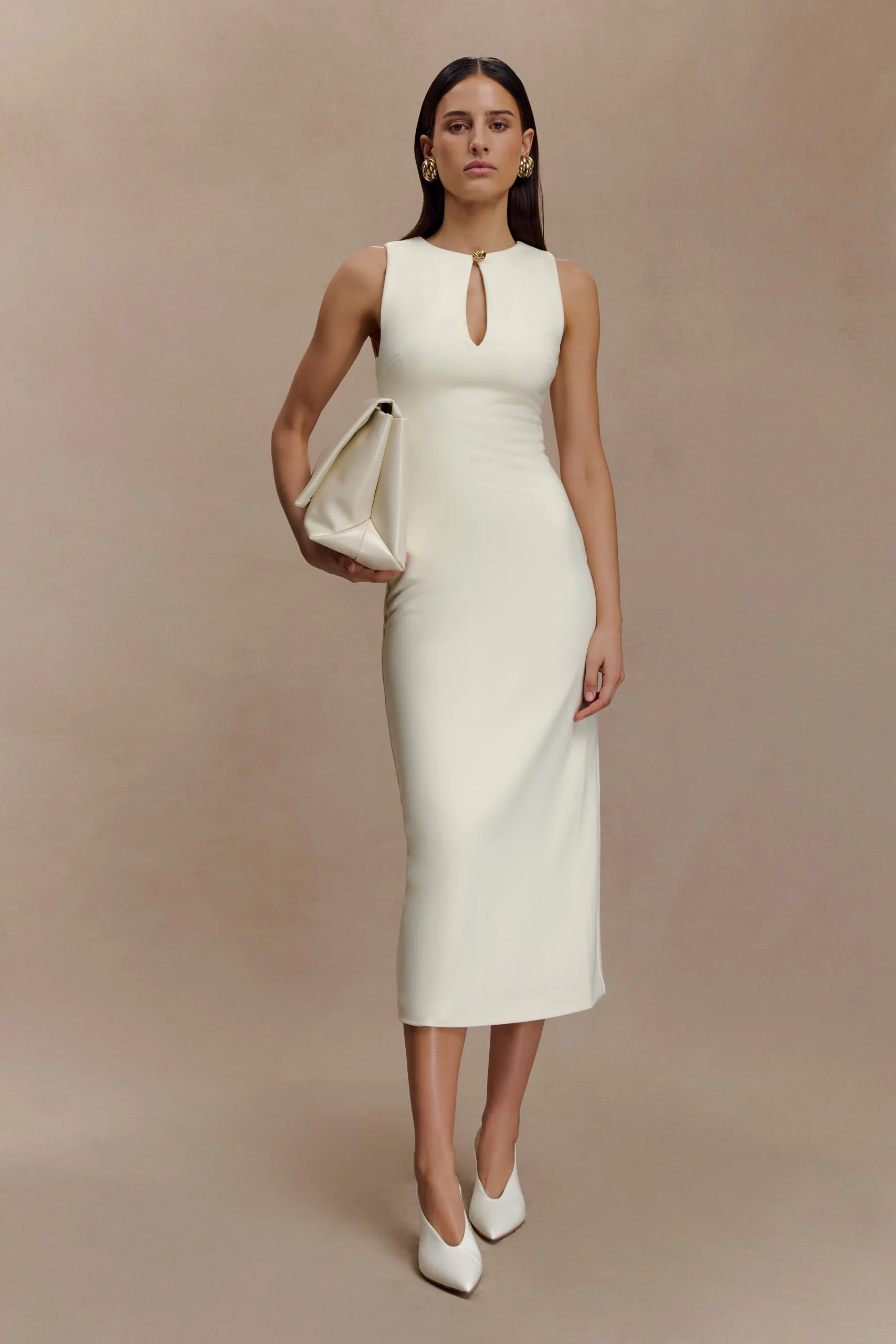 NorahSleeveless Crepe Midi Dress - Ivory