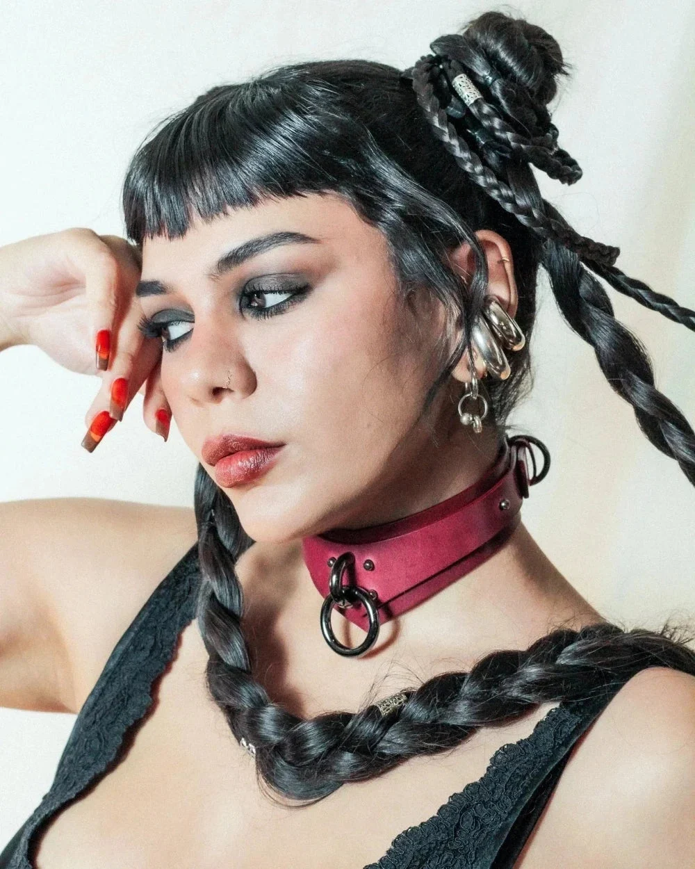 Nova Leather Collar in Bordeaux