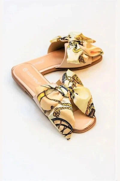 Nude Blush Satin Ribbon Sliders - Vivian