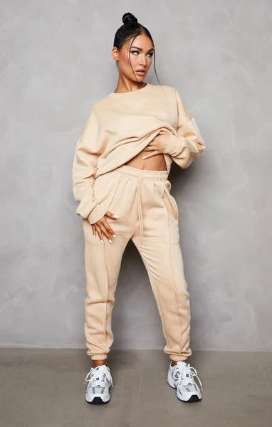Nude Oversized Sweatshirt & Front Seam Joggers Loungewear Set - Seville