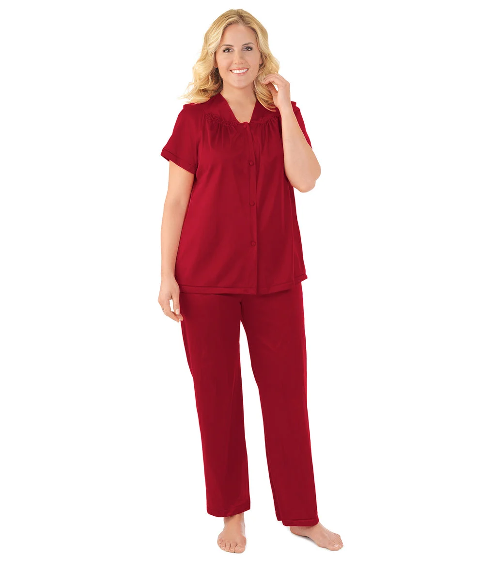 Nylon Tricot Short Sleeve Matching Pajama Set