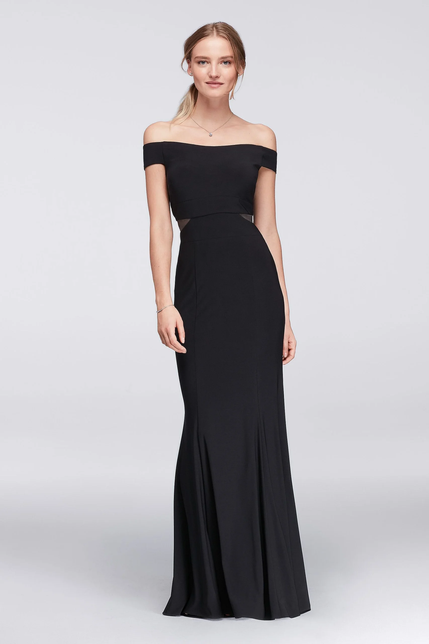 Off-The-Shoulder Jersey Dress with Illusion Sides