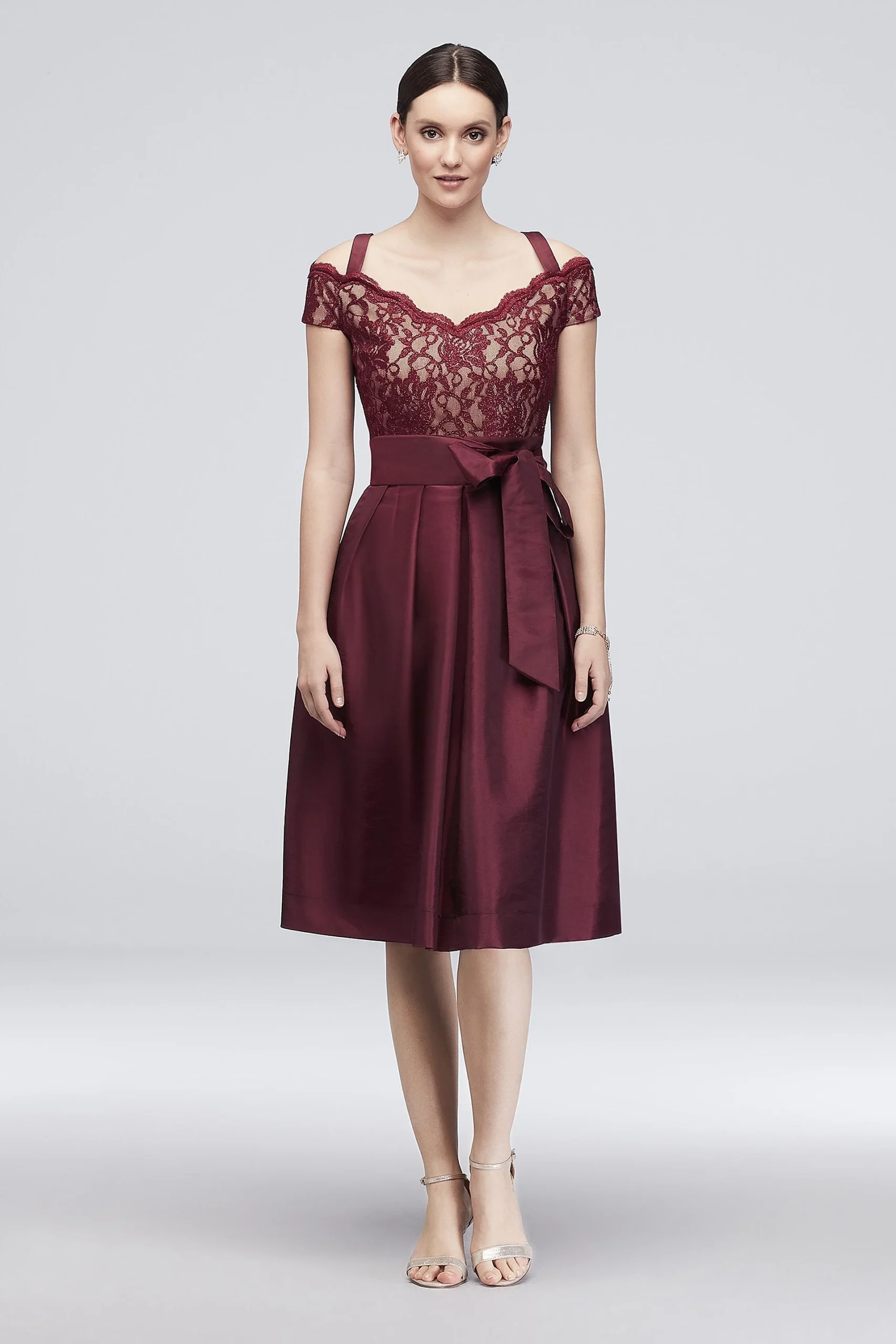 Off-the-Shoulder Short Taffeta A-Line Dress