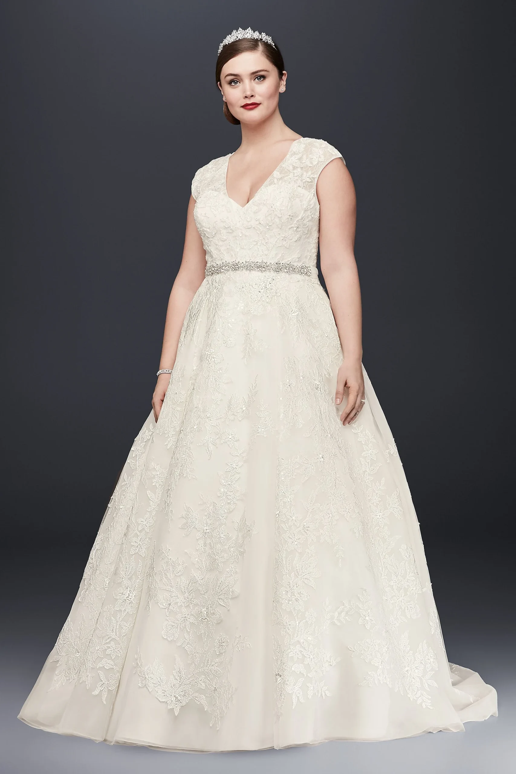 Oleg Cassini Plus Size Ball Gown Wedding Dress