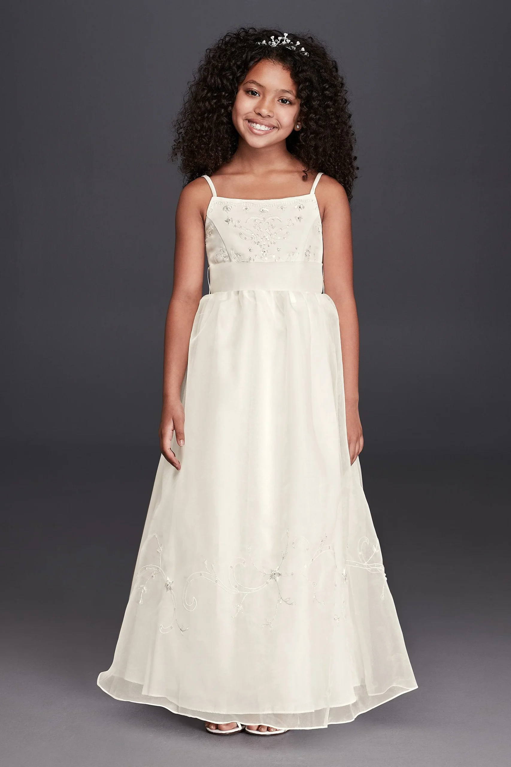 Oleg Cassini Spaghetti Strap Organza Ball Gown