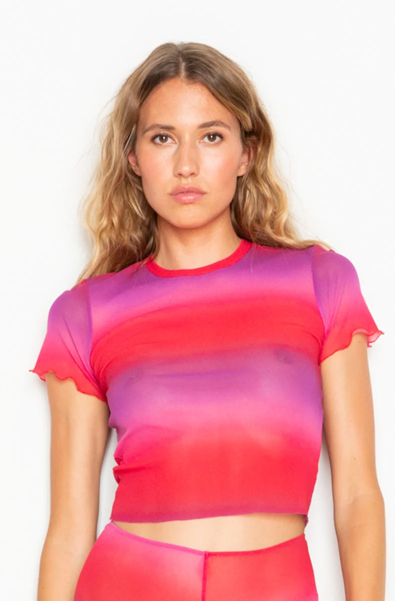 Ombre Tulle Short Sleeve Tee