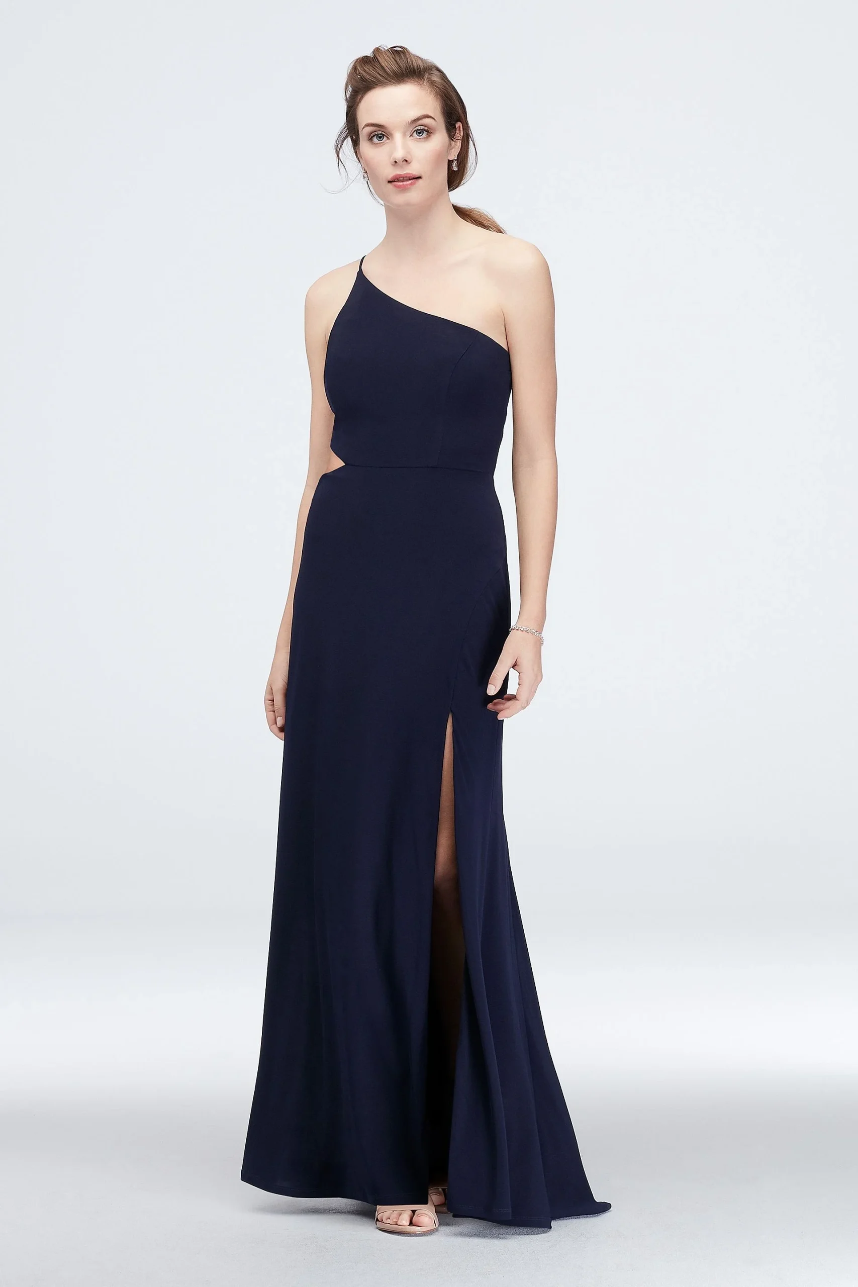 One-Shoulder Jersey Sheath Dress with Cutouts