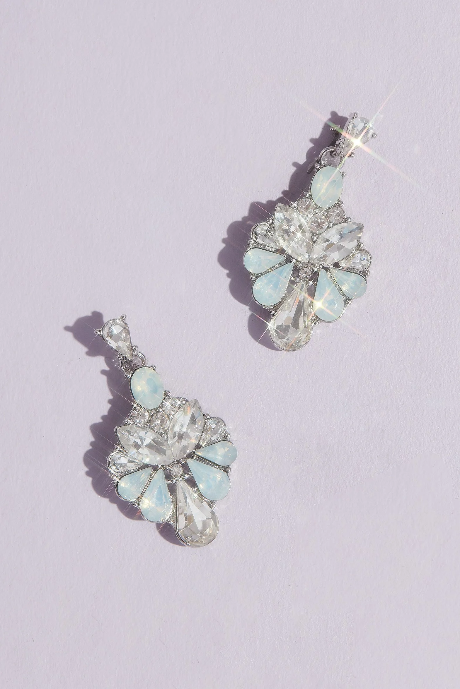 Opal and Crystal Fan Drop Earrings