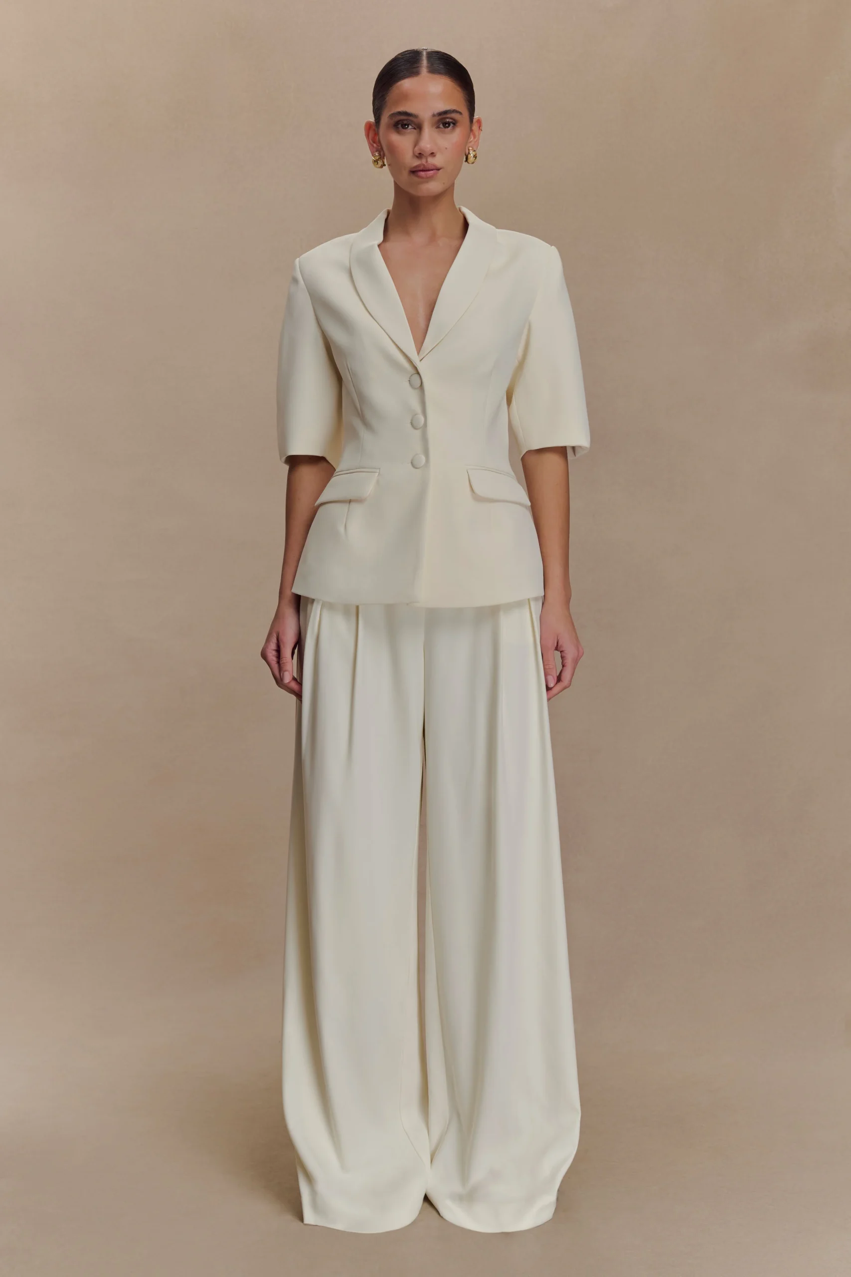 OpalPuff Sleeve Suiting Top - Ivory