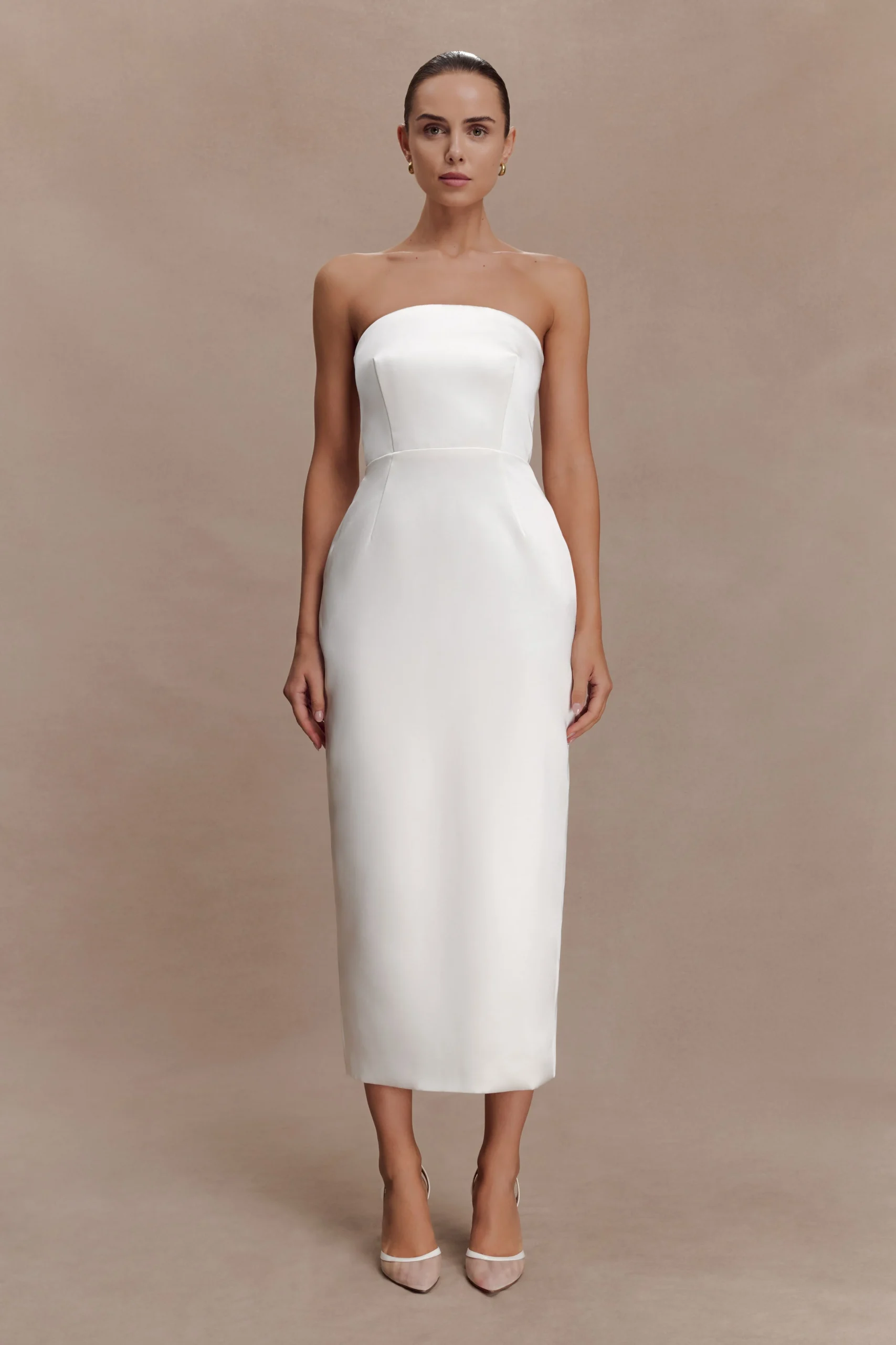 OpheliaPeplum Satin Maxi Dress - Ivory