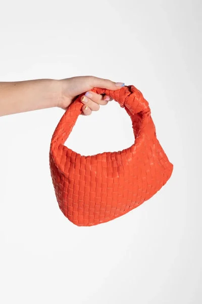 Orange Woven Knotted Detail Handbag - Elisa