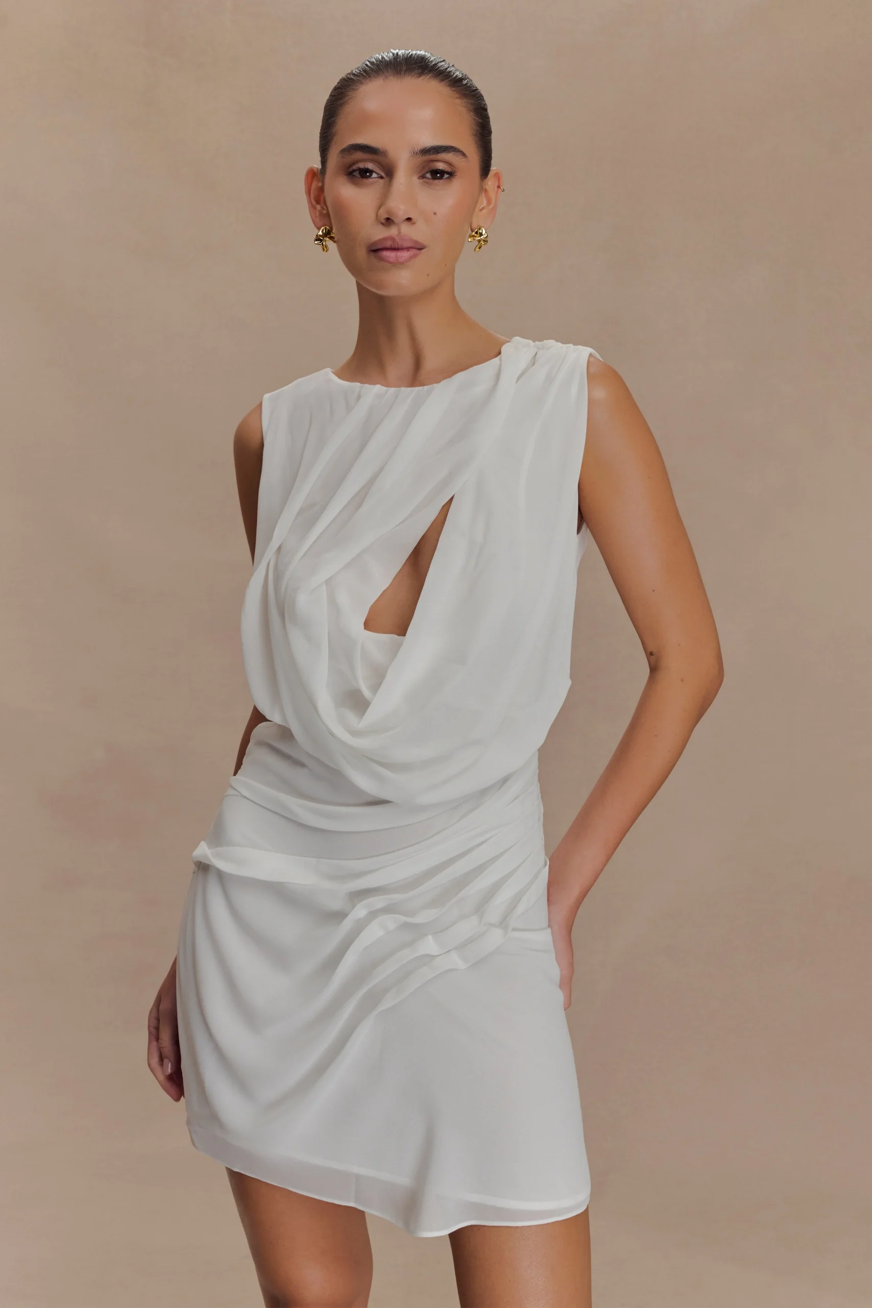 OriaChiffon Mini Dress - White