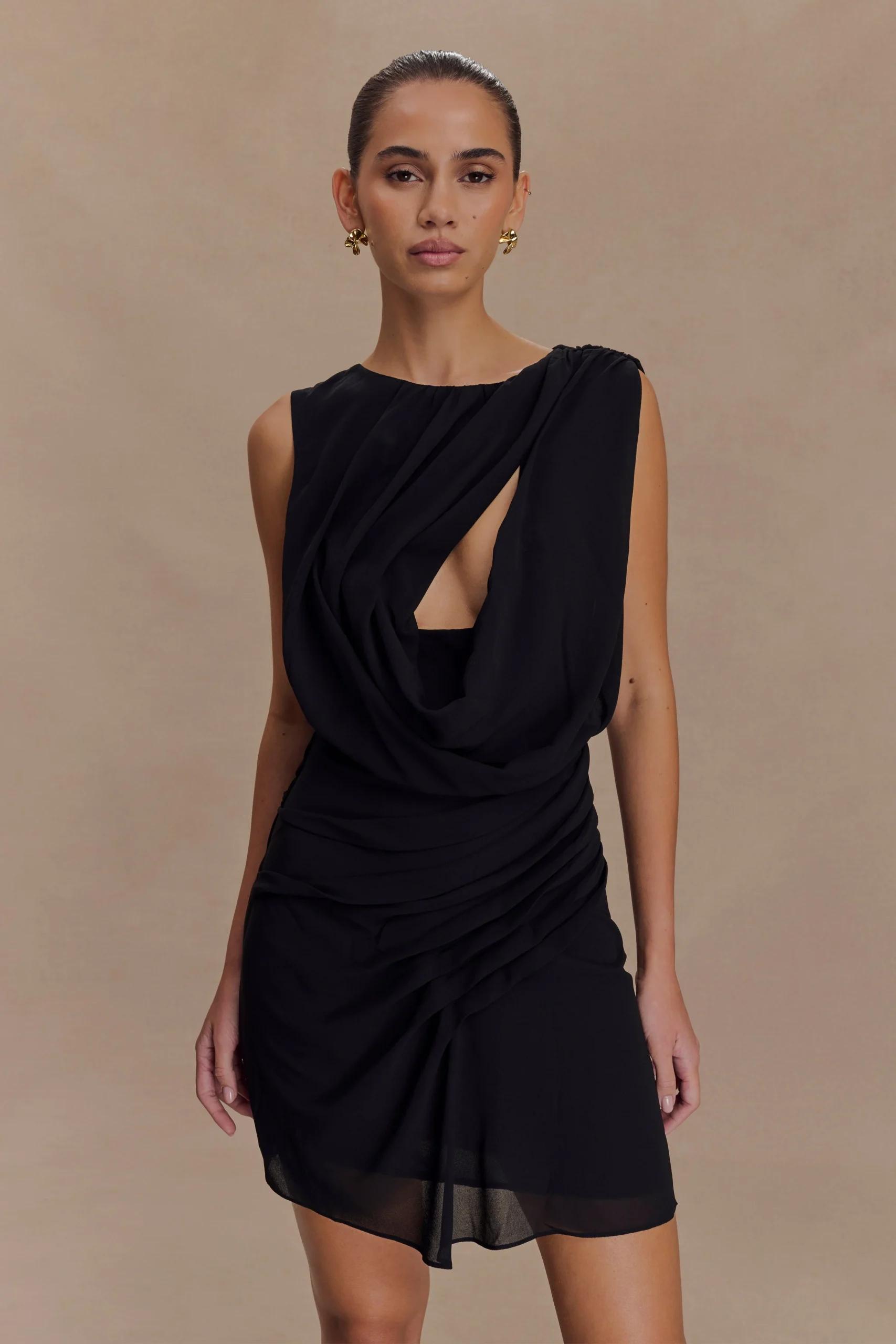 OriaFINAL SALEChiffon Mini Dress - Black