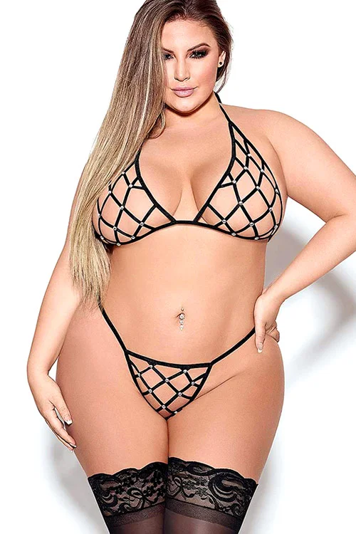 Orthia Cage 2 Piece Open Cup Bra & Panty Set By Comme-Ci Comme-Ca