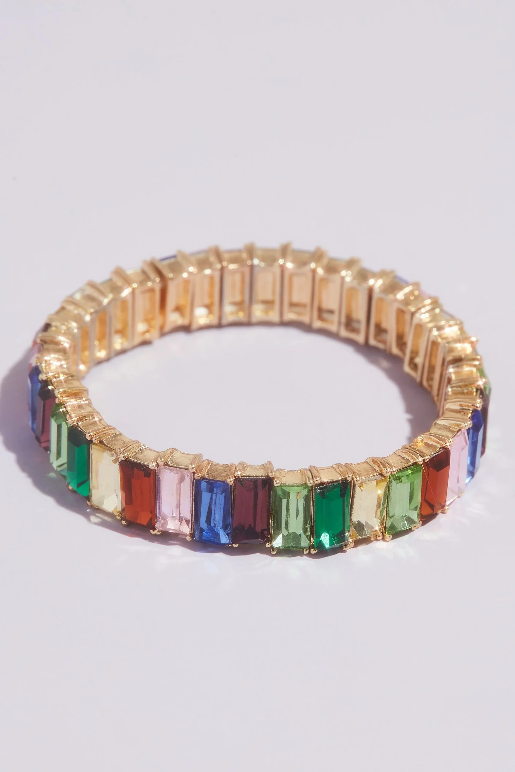 Oversized Crystal Baguette Stretch Bracelet