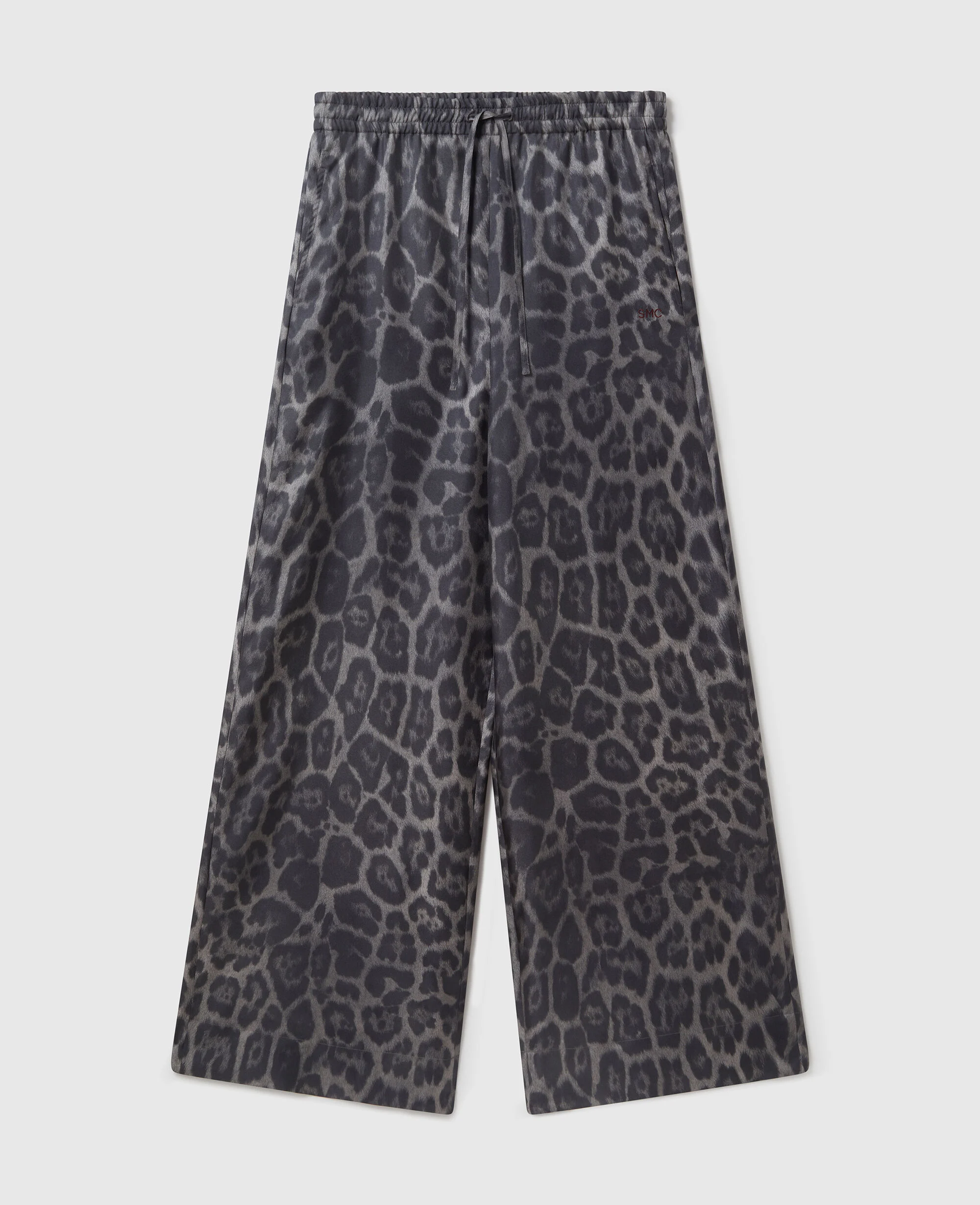 Oversized Drawstring Leopard Print Trousers
