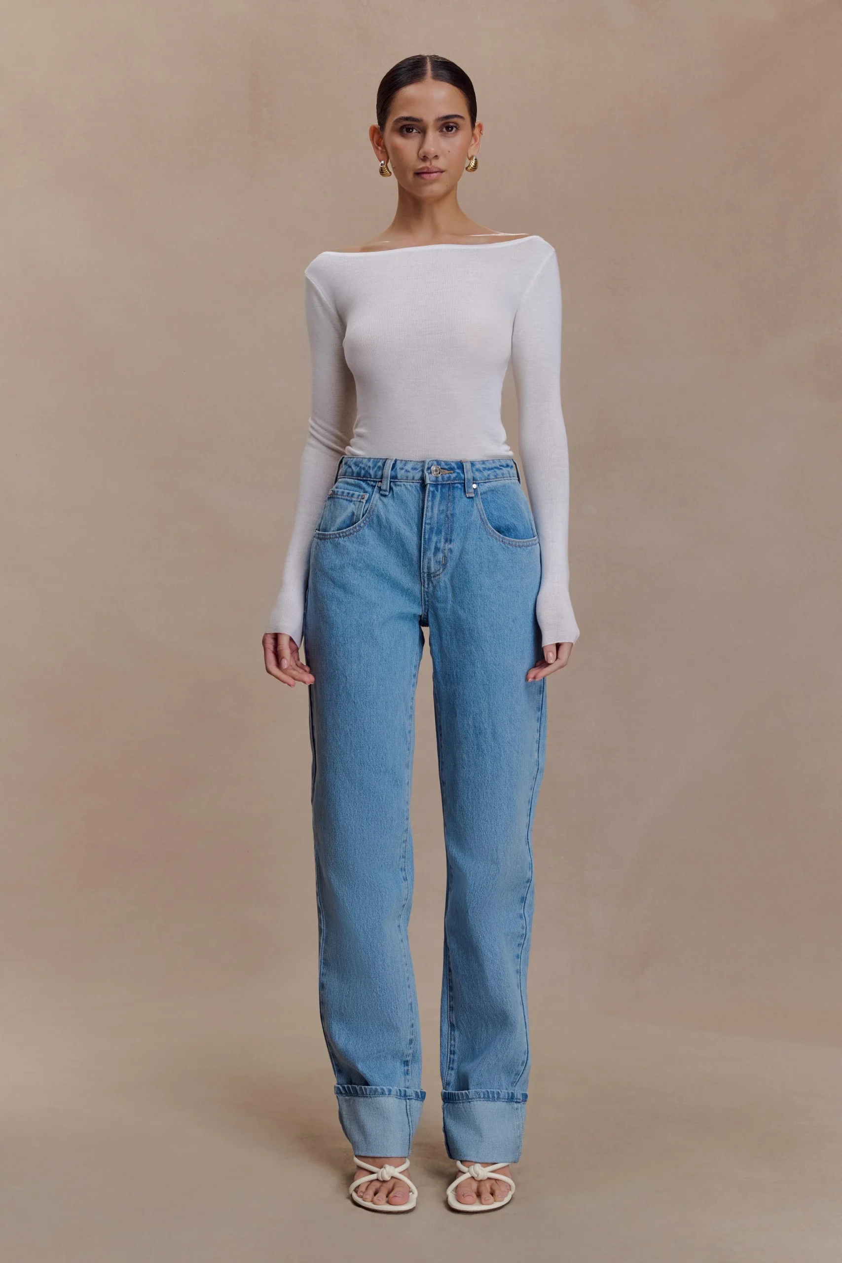 PaedynMerino Wool Ribbed Long Sleeve Top - Ivory