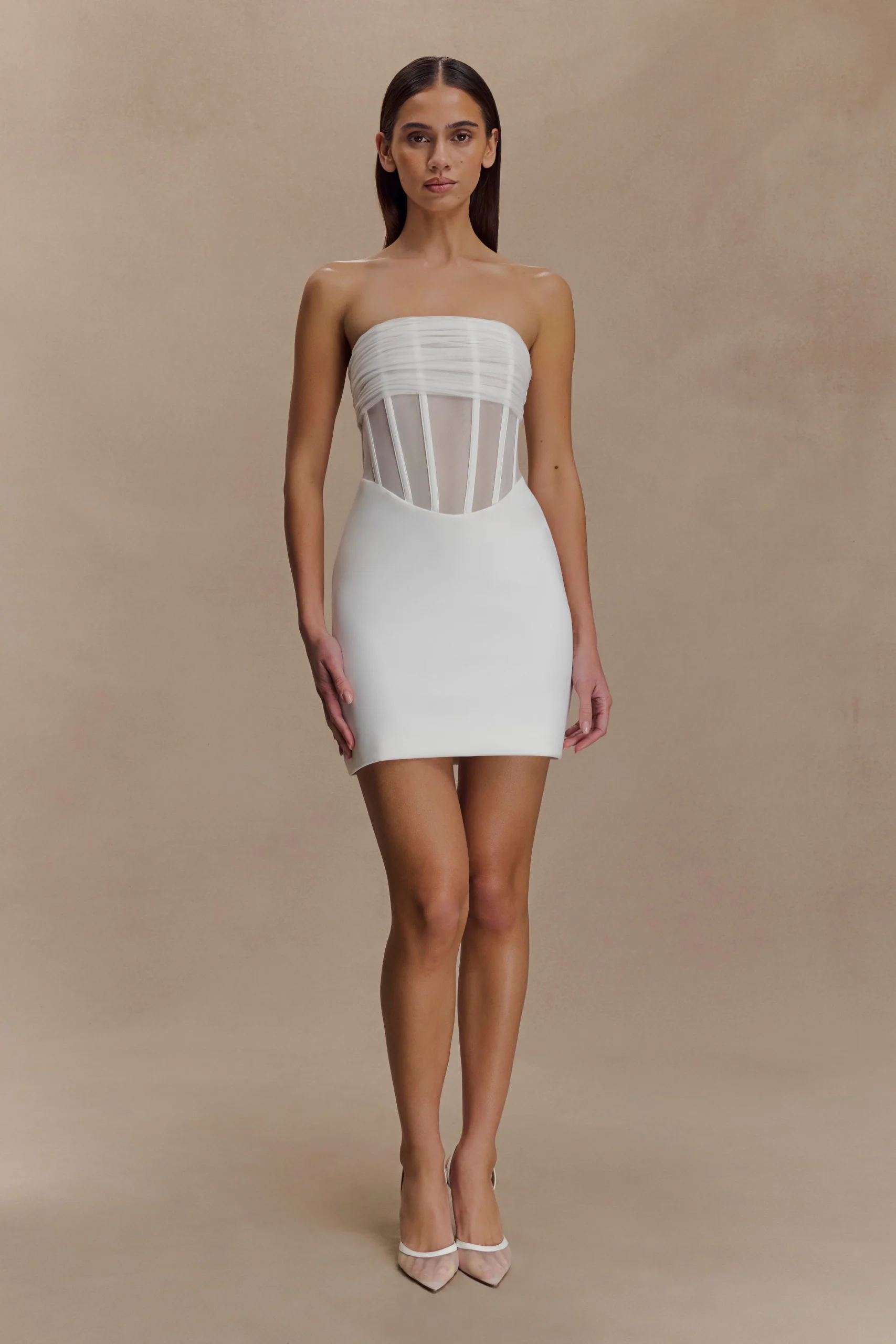 PalmerFINAL SALEMesh Corset Mini Dress - Ivory